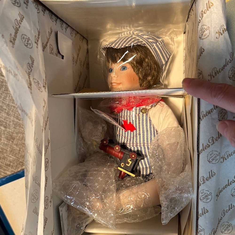 Blue and White Striped Doll - Picture 1 of 6